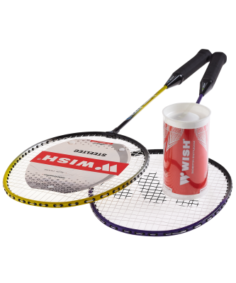 Набор для бадминтона Steeltec 216, 2 ракетки и 2 волана, фиолетовый/желтый