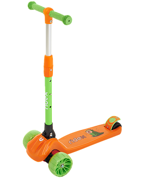 БЕЗ УПАКОВКИ Самокат 3-х колесный Juicy R, 120/80 мм, оранжевый/зеленый БЕЗ УПАКОВКИ Самокат 3-х колесный Juicy R, 120/80 мм, оранжевый/зеленый