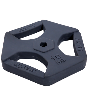 Диск обрезиненный с хватами BB-205 10 кг, d=26 мм, без стальной втулки, темно-серый