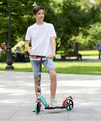 БЕЗ УПАКОВКИ Самокат 2-колесный Rank 200 мм, ручной тормоз, мятный/красный