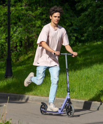 БЕЗ УПАКОВКИ Самокат 2-колесный Stealth 230/200 мм, зеленый