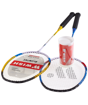 Набор для бадминтона Alumtec 502, 2 ракетки, 2 волана, синий/желтый