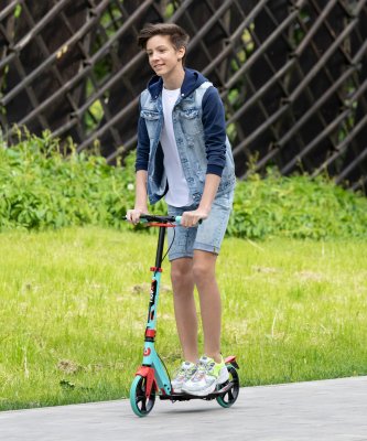 БЕЗ УПАКОВКИ Самокат 2-колесный Rank 200 мм, ручной тормоз, мятный/красный