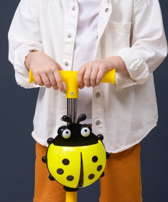 БЕЗ УПАКОВКИ Самокат 3-колесный Loop, 120/70 мм, серый/желтый