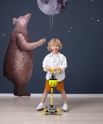 БЕЗ УПАКОВКИ Самокат 3-колесный Loop, 120/70 мм, серый/желтый