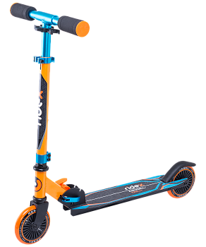 БЕЗ УПАКОВКИ Самокат 2-колесный Rebel 125 мм, оранжевый/голубой БЕЗ УПАКОВКИ Самокат 2-колесный Rebel 125 мм, оранжевый/голубой